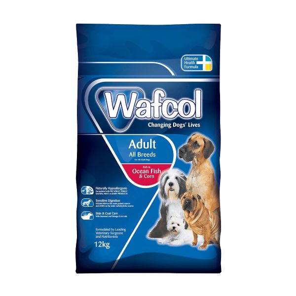 Wafcol Adult Fish & Corn Dry Dog Food - 12kg